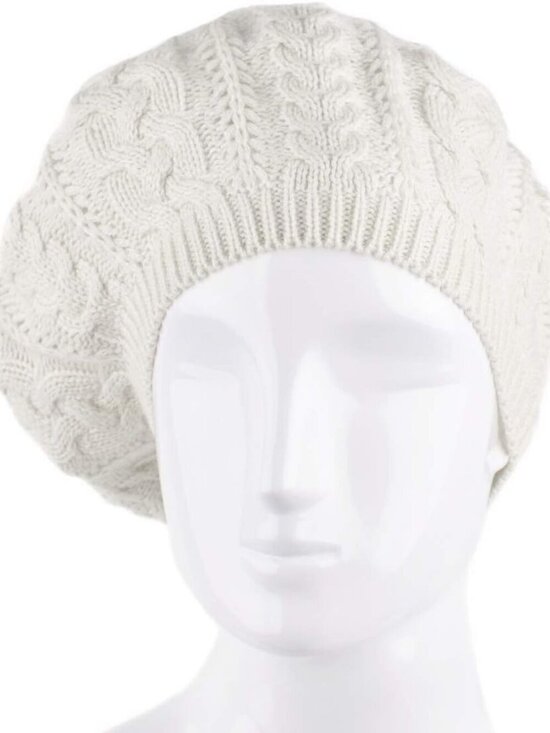 Women\'s Crochet Knitted Style Beanie Slouchy Hat Off-white